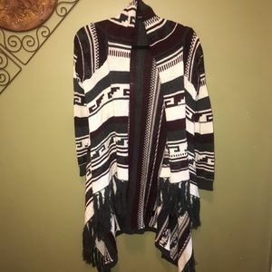 Dream Catcher Burgundy/Gray/White Shrug Sweater S